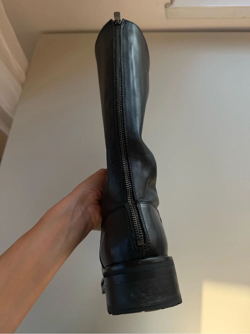 Mango High Leather Boots Black EU39 US8.5